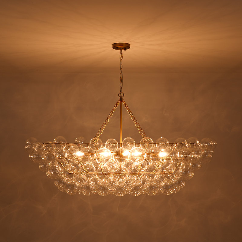 Dimmable Large  8 - Light Glass Globe Chandelier