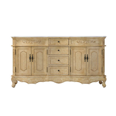 Meuble-lavabo double 66 po beige antique