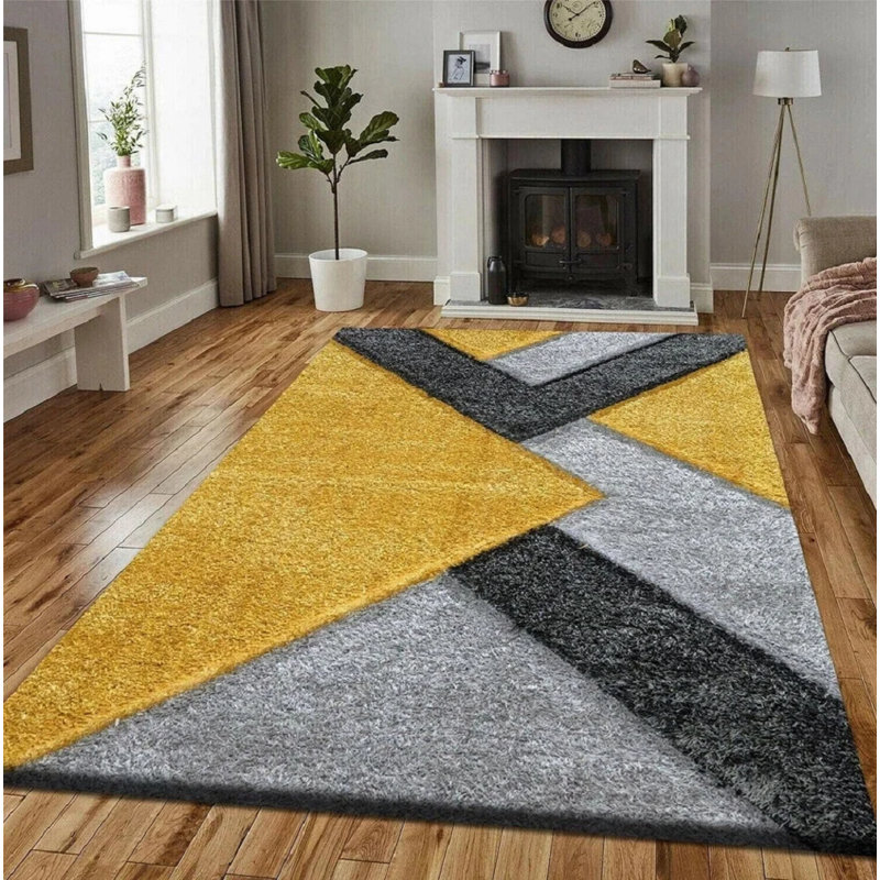 Geometric Indoor / Outdoor Area Rug, Ochre, Rectangle 120 x 170 cm