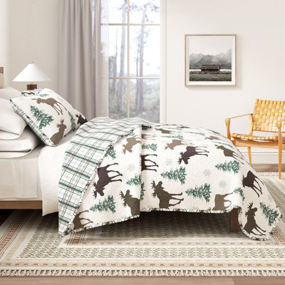  Microfiber Reversible Rustic Quilt Set