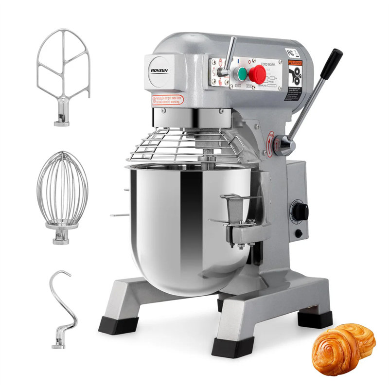 Mélangeur sur socle 10 pintes 550W 110V en argent avec 3 vitesses, Acier Inoxydable
