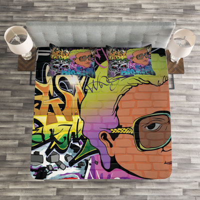 Adain Orange/Green Microfibre Bedspread Set