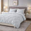 Pintuck Microfiber Duvet Cover Set with Pillowcases – Pleated Textured Bedding, Soft Luxury Quilt Cover, Breathable All-Season Comforter Cover, Modern Hotel Style Bed Set-123796609-123796619
