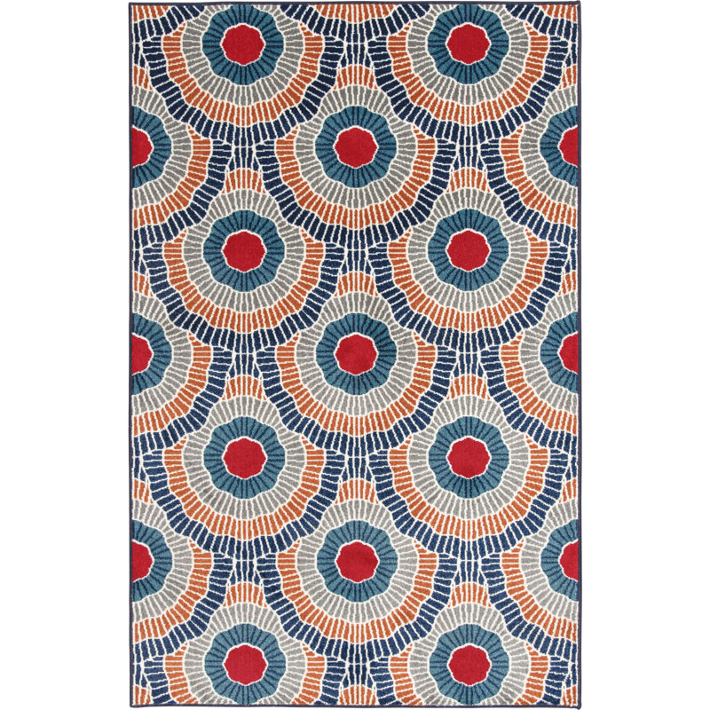 Tapis intérieur / extérieur en polypropylène touffeté à la machine Moria, Rectangle 7 pi 10 po x 9 pi 10 po