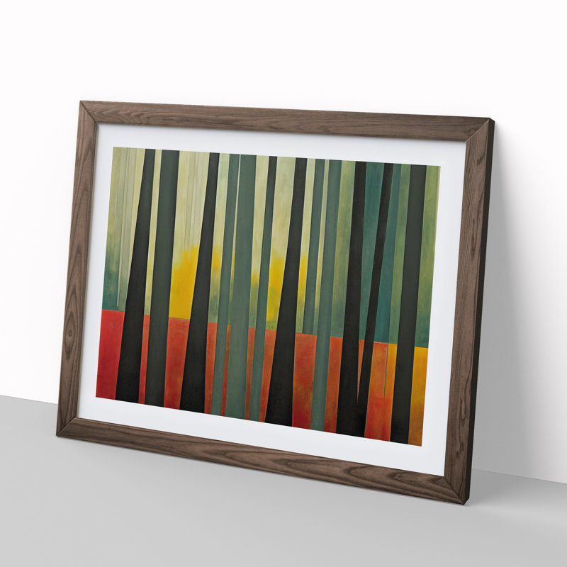 Adorable Abstract Forest - Framed Print, 46cm H x 64cm W x 2cm D, Walnut