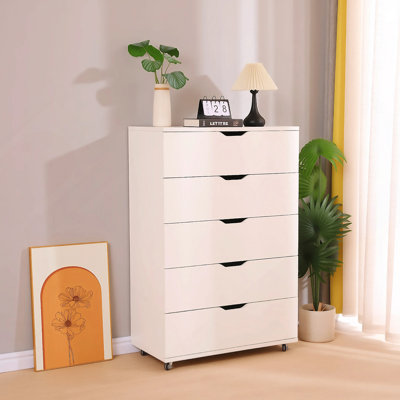 Commode à 5 tiroirs avec roulettes