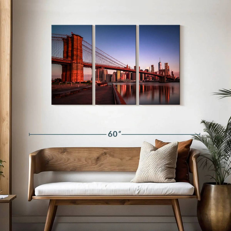Lilie Brooklyn Bridge au lever du soleil, H 28 po x l 45 po