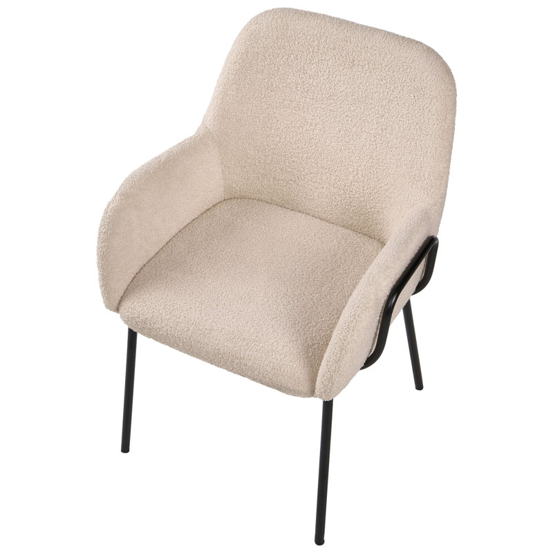 46cm H Boucle Upholstered Upholstered Back Armchair in Beige