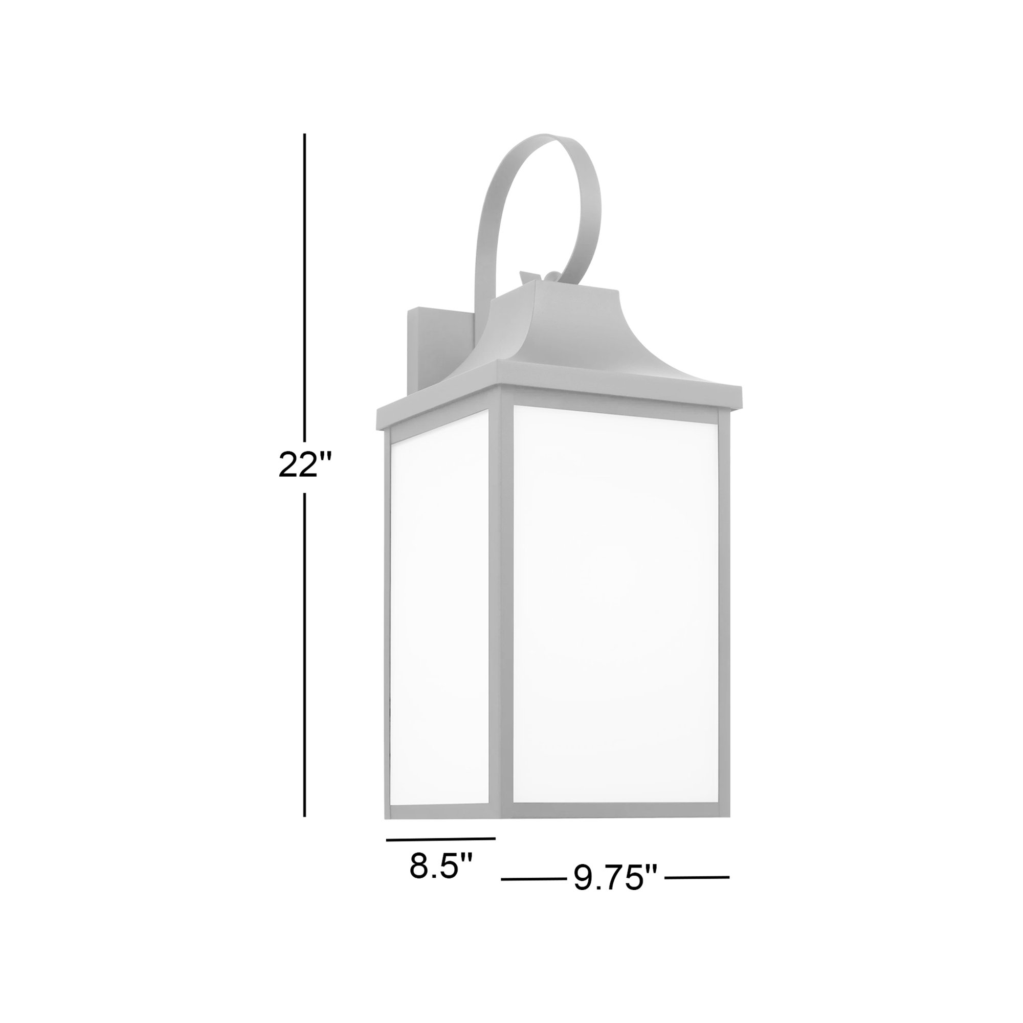 Single Light Outdoor Aluminum Wall Light, No, Textured Black, 22'' H x 9.75'' W x 8.5'' D