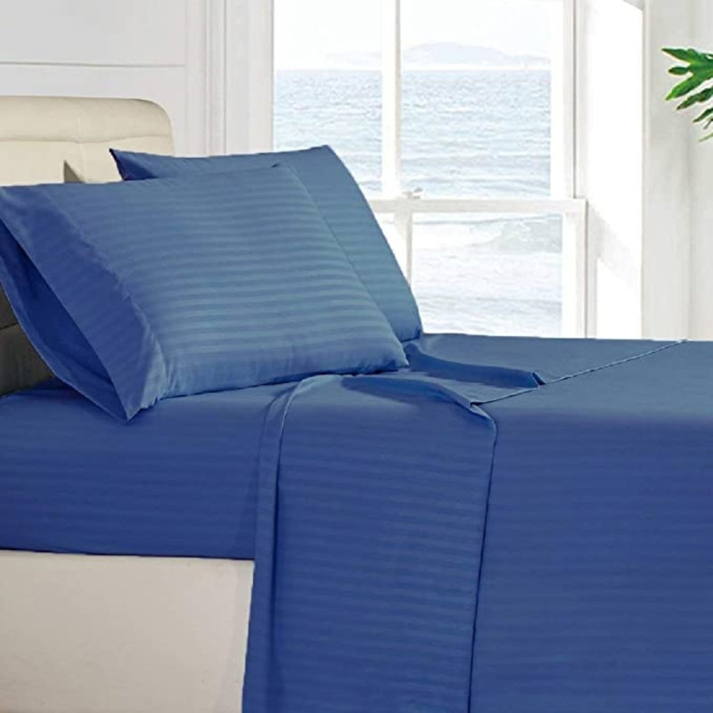 Lux Decor Collection Stripes Bed Sheets Microfiber Bedding Set with Fitted, Flat Sheet & Pillowcase, Twin Pillowcase