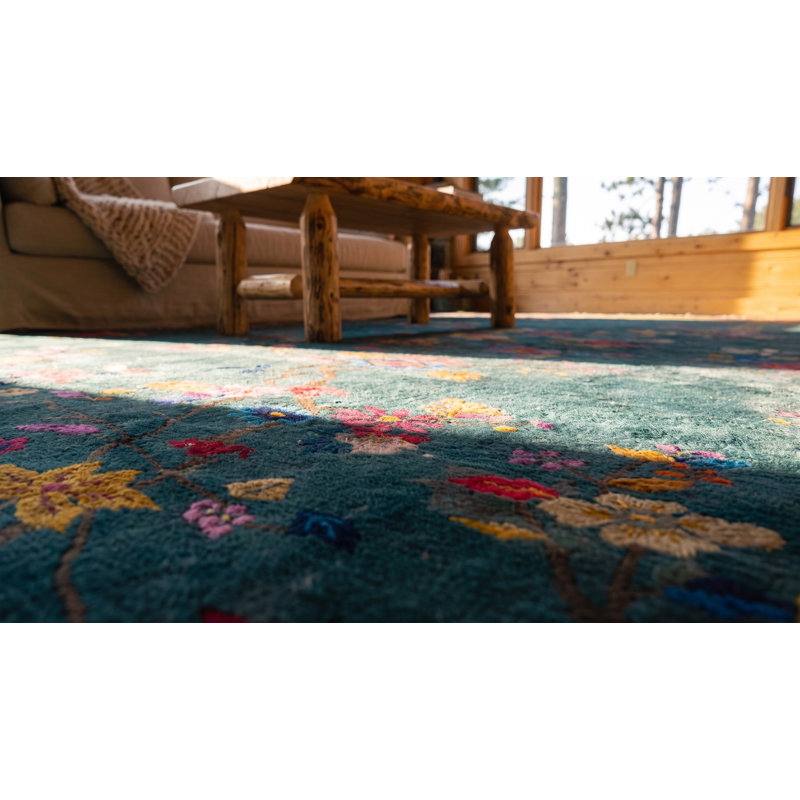Tapis art déco chinois surdimensionné vert de grande taille
