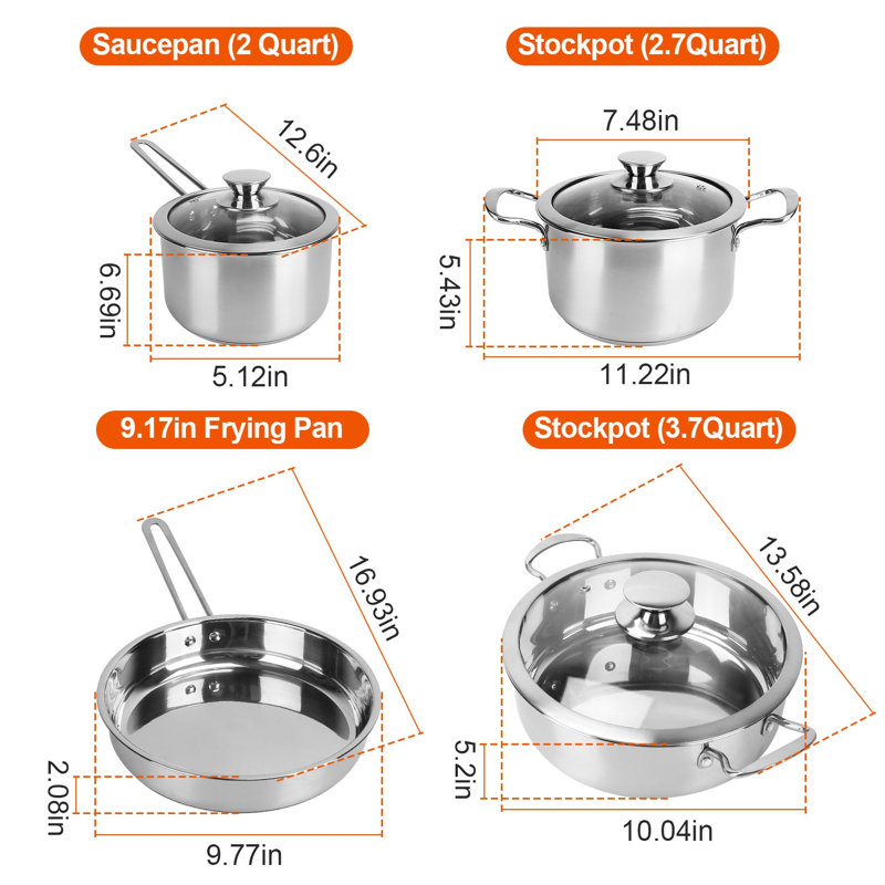 Batterie de cuisine en acier inoxydable