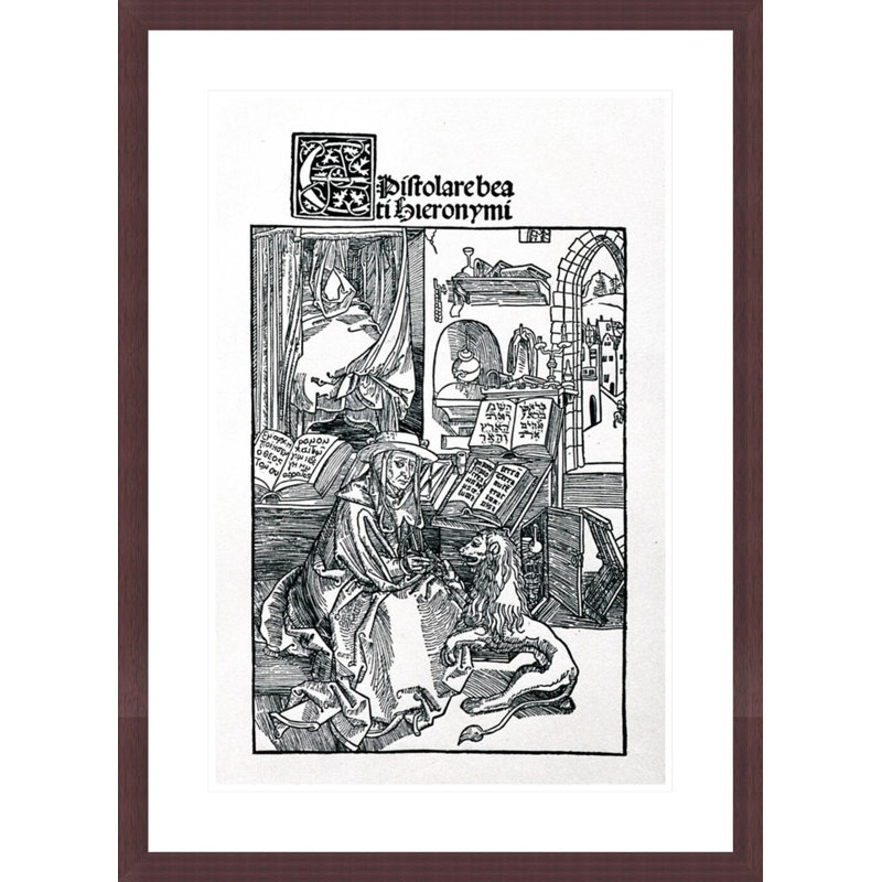 St. Jerome dans son bureau tire une épine d'un frontispice de pattes de lion à une collection de lettres de pub de St. Jerome. 1492 par Albrecht Dürer - Impression numérique sur toile