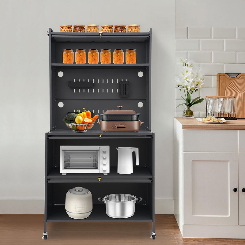 Armoire latérale de rangement à micro-ondes à 5/6 niveaux avec porte rabattable pour la maison
