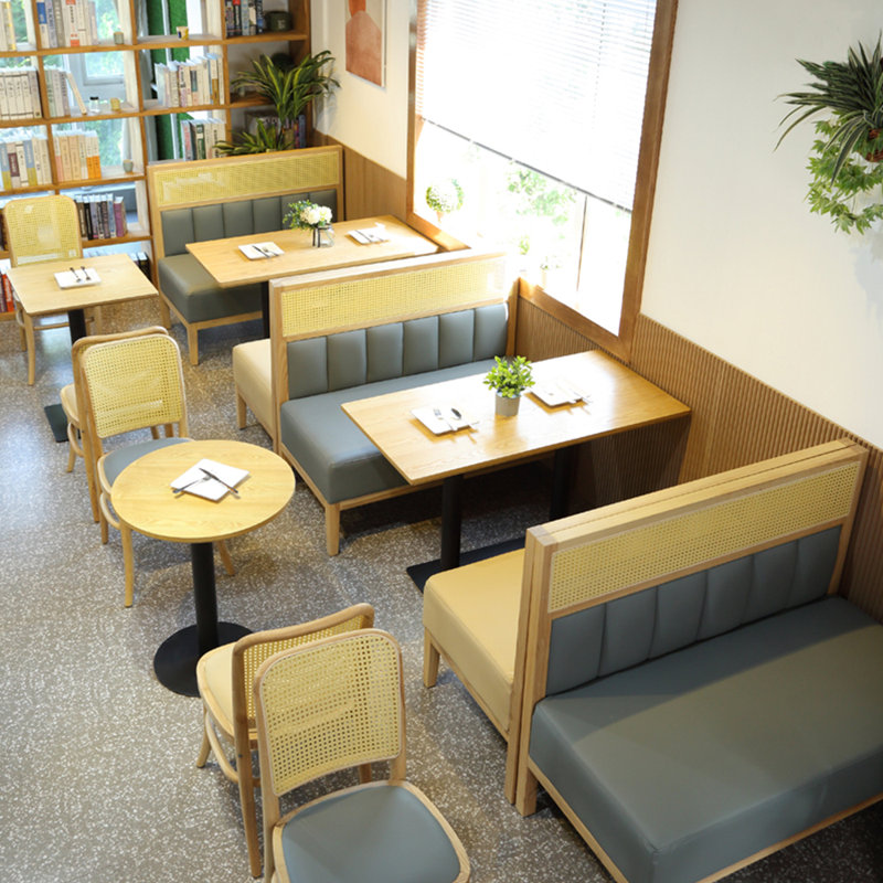 Banc rembourré en similicuir Simple Elegant Cafe, Bleu