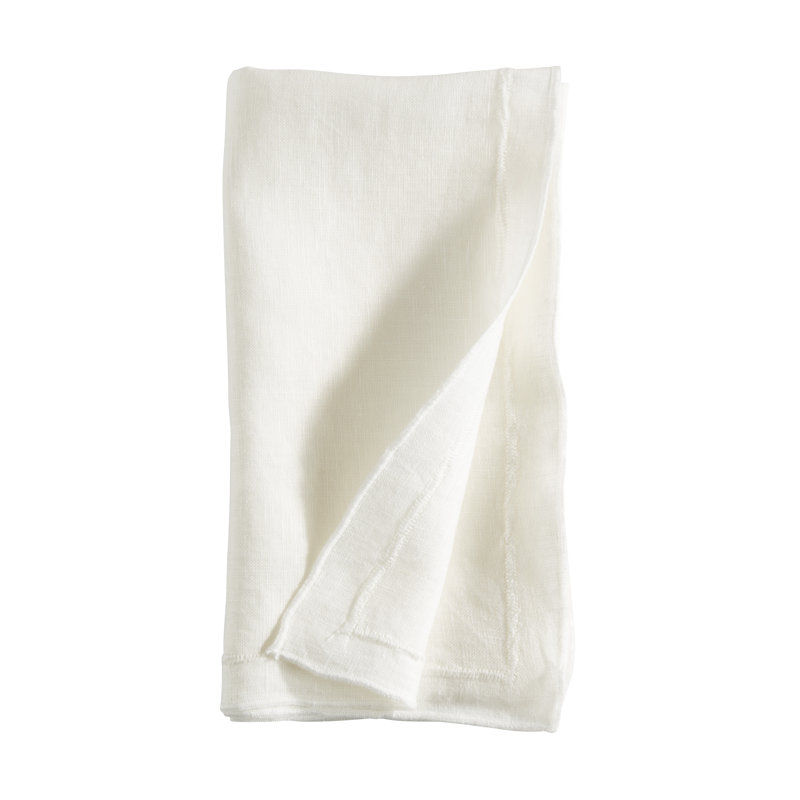 Stonewashed Overlock Edge Napkin (Set of 4), Ivory