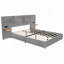 Lit plateforme tapissier, deux prises et ports de charge USB des deux côtés, deux coussins de chevet-144020115-144020125