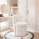 Upholstered Vanity Stool, Swivel Accent Stool with Wingback, Boucle Fabric Make-up Chair