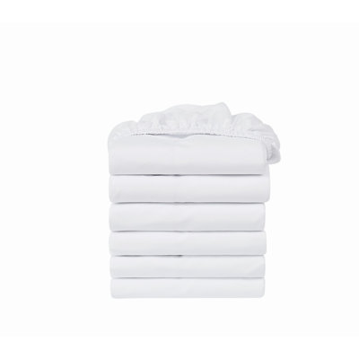 Truly Soft Hospitality Pack Plain Weave Microfiber 6 Piece White Fitted Sheet Set