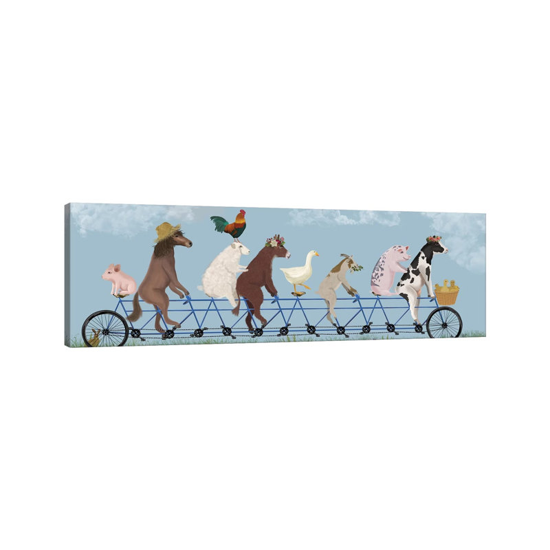 Tandem Farm Animals by Fab Funky - Wrapped Canvas Panoramic Gallery-Wrapped Canvas Giclée