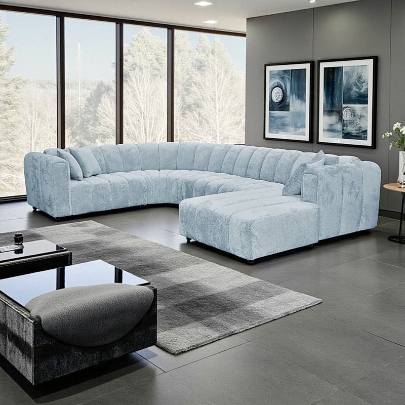 5 Seater Corner Sofa, Right Hand Facing, Blue