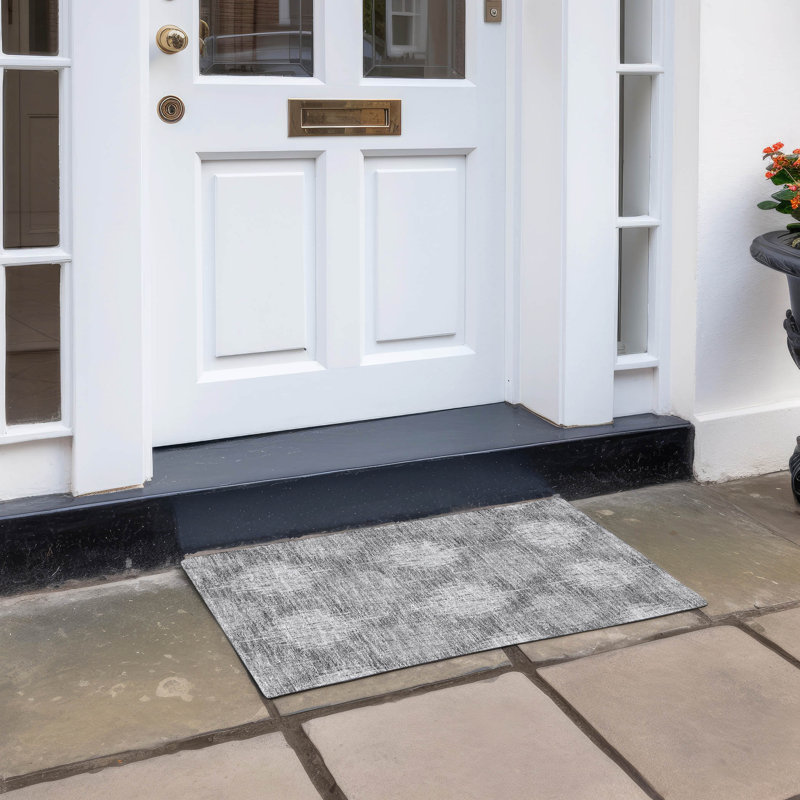 Tapis intérieur / extérieur en polyester tissé à la machine Malchow, Rectangle 1 pi 8 po x 2 pi 6 po