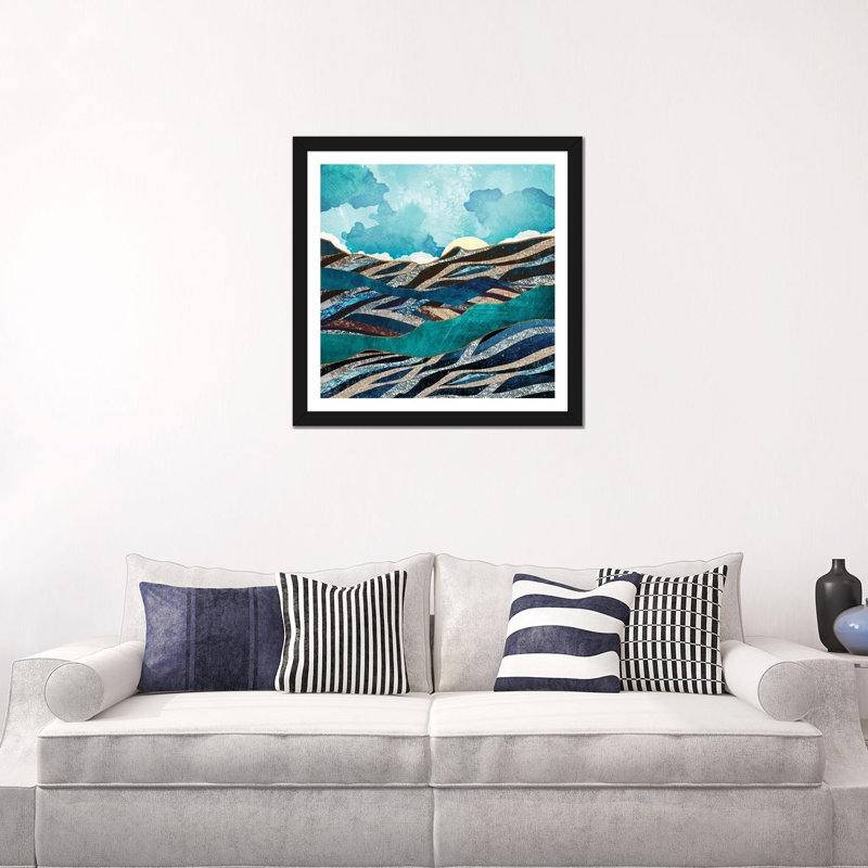 New Day - impression d'art graphique, 24" H x 24" W x 1" D, Black Framed Paper, Blanc
