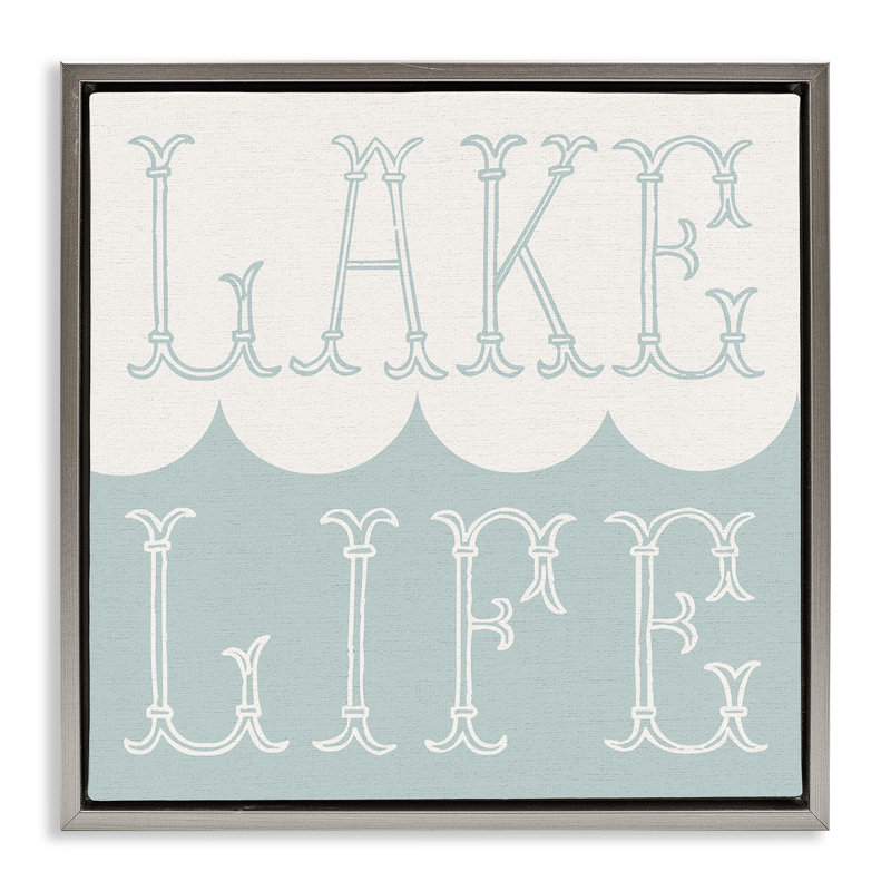 «Lake Life with Wave» par Daphne Polselli, H 18 po x l 18 po, Cadre flottant gris lustré