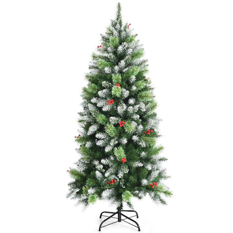 Arbre de Noël élancé vert et baies, 5'