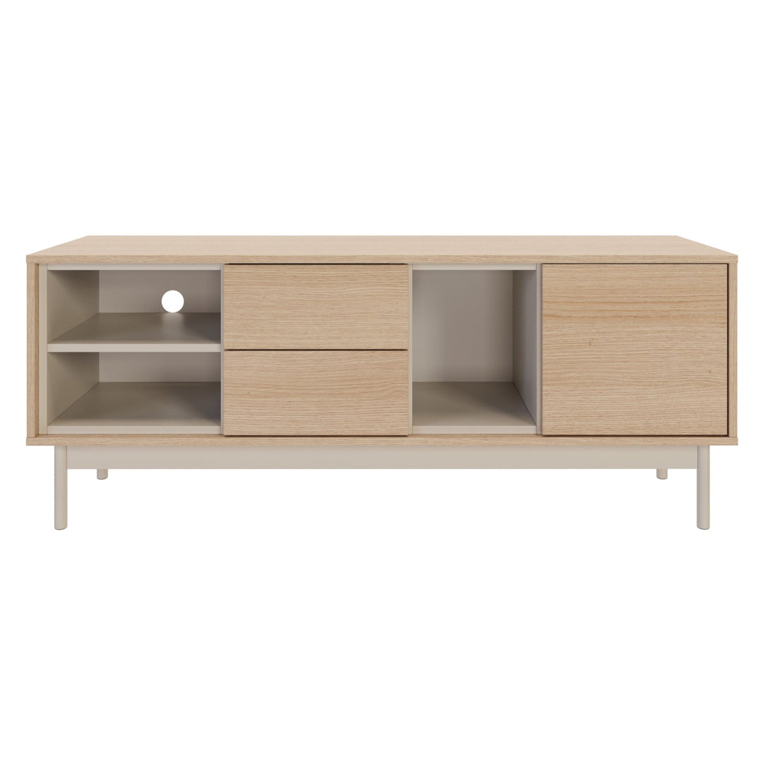 Layen One-Door TV Cabinet with Two Drawers and Three Niches Lindberg Oak / Cashmere