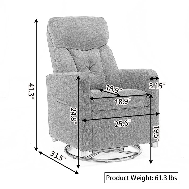 Helmine Premium Upholstered Swivel Rocking Chair Glider With Convenient Pocket, White