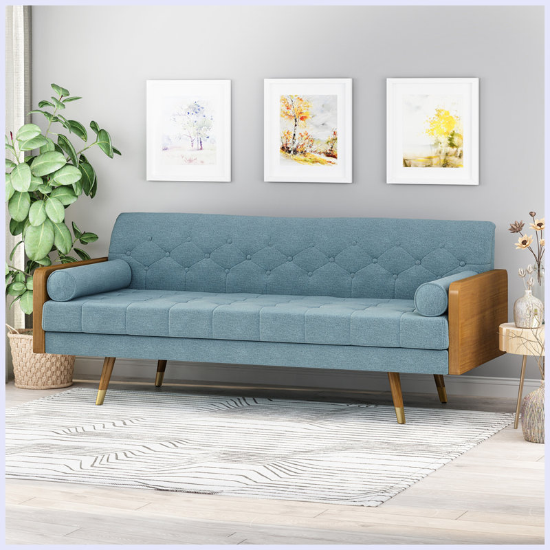 Canapé en tissu Mid-Century, Bleu