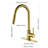 Pull Down Kitchen Faucet In Gold Stainless Steel - 360 Swiveling High Nozzle, Single Handle For Easy Adjustment Of Water Temperature And Flow, Corrosion Rust-, 15.96 In. Depth, 10.24 Width, 9.14-1421373395