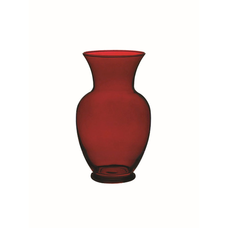 Icole Glass Table Vase, Red, 9" H x 4.5" W x 4.5" D