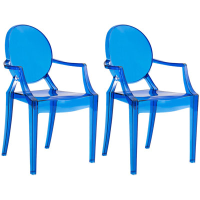 JOON 2 Pack Kids Ghost Chairs With Armrest, Transparent Blue, 25X13x14.5 Inches