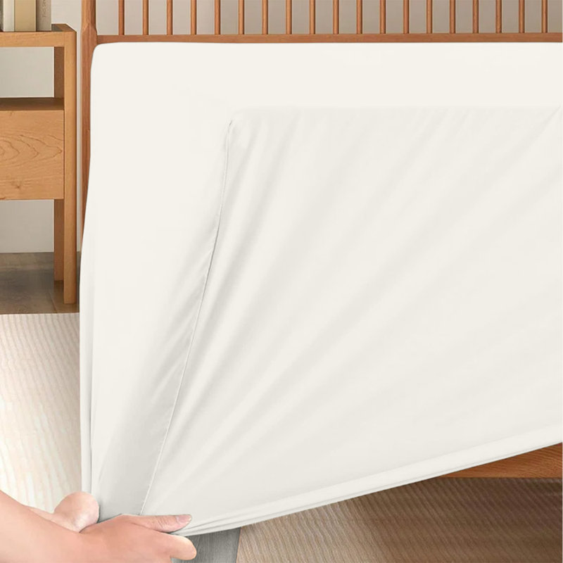 Soft & Breathable Microfiber Extra Deep Fitted Sheet, Cream, Super King (6')