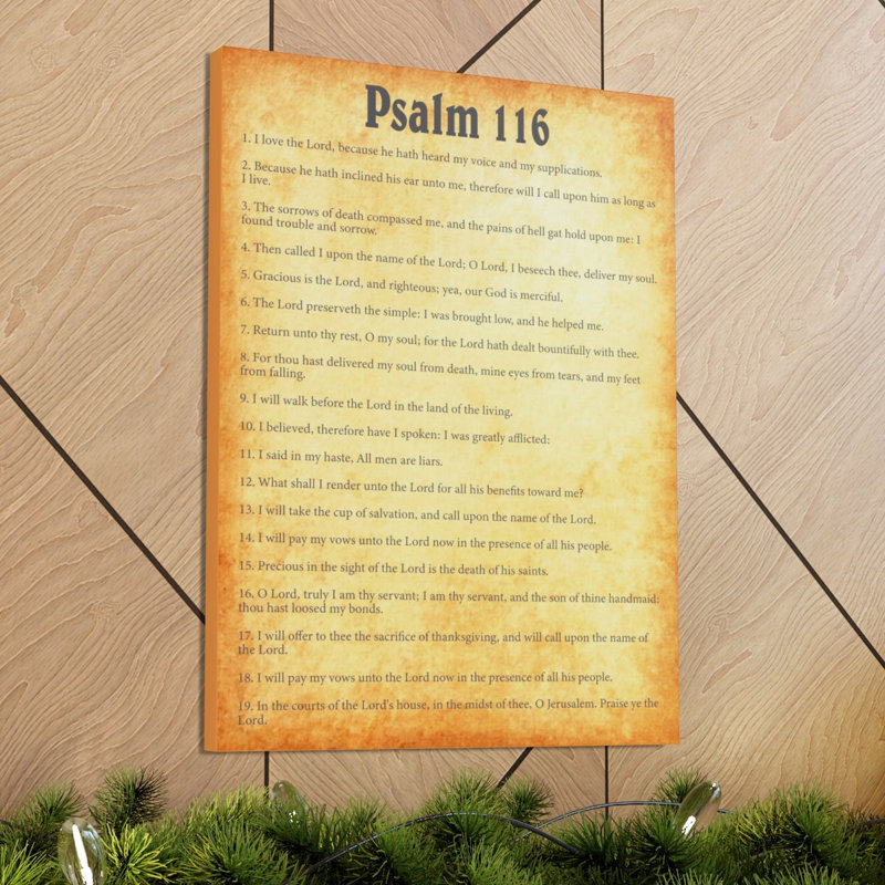 Art textuel sur toile, "Psalm 116", H 30 po x l 24 po x P 1,25 po