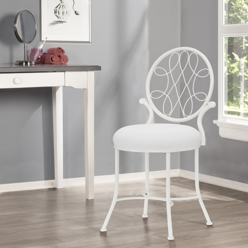 Felan Metal Accent Stool, Shiny White, White