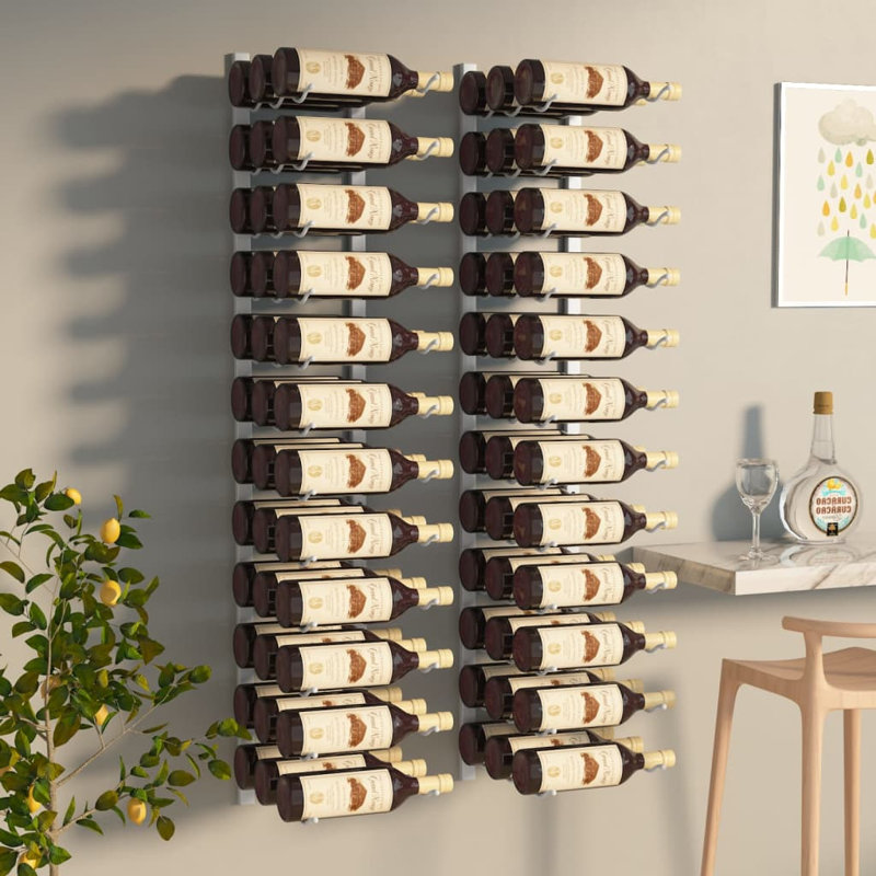 Blackburn 24 Bottle Wall Mounted Wine Bottle Rack, White, 30,5 x 2,5 x 116 cm