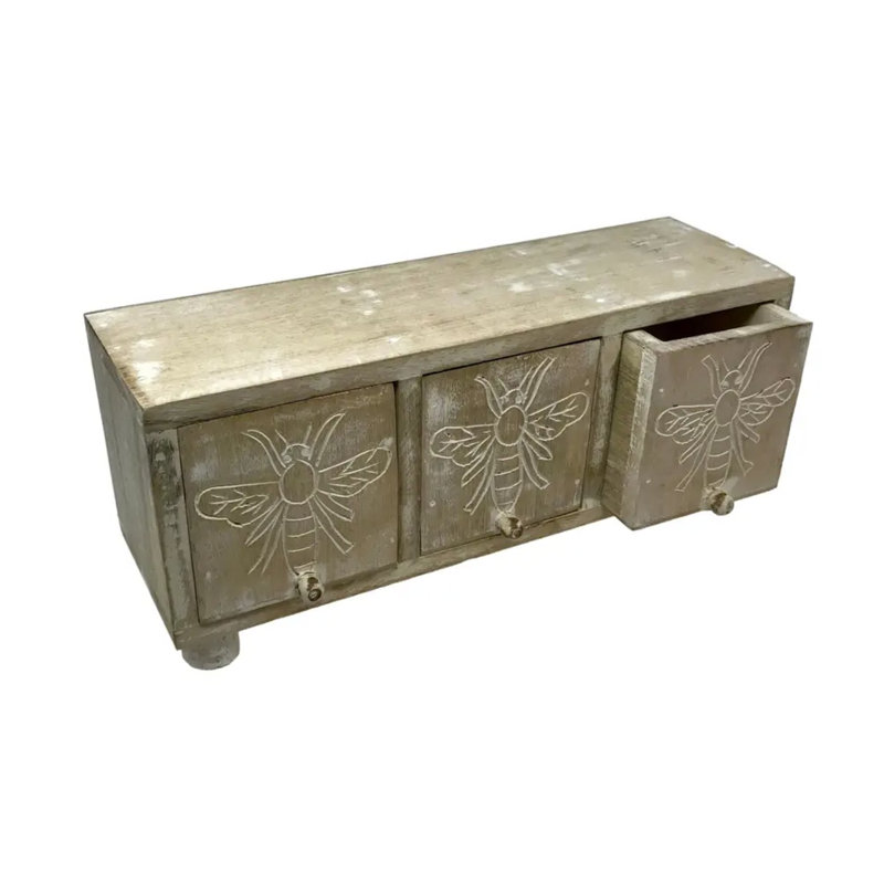 Queen Bee 3 Drawer Box - White Washed
