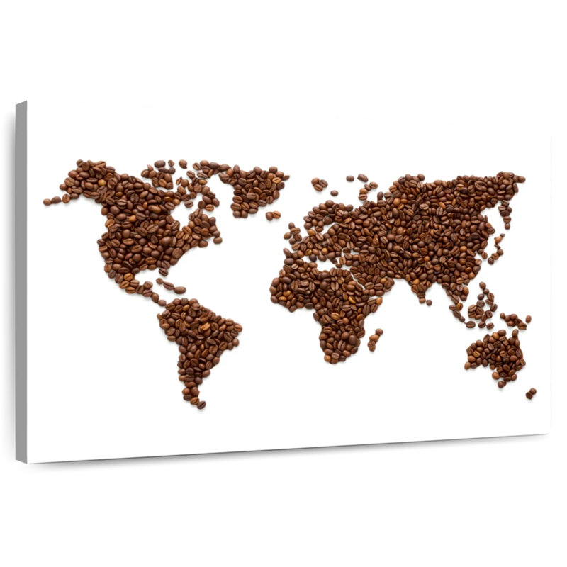 Aliaz Coffee Beans World Map, 32" H x 48" W