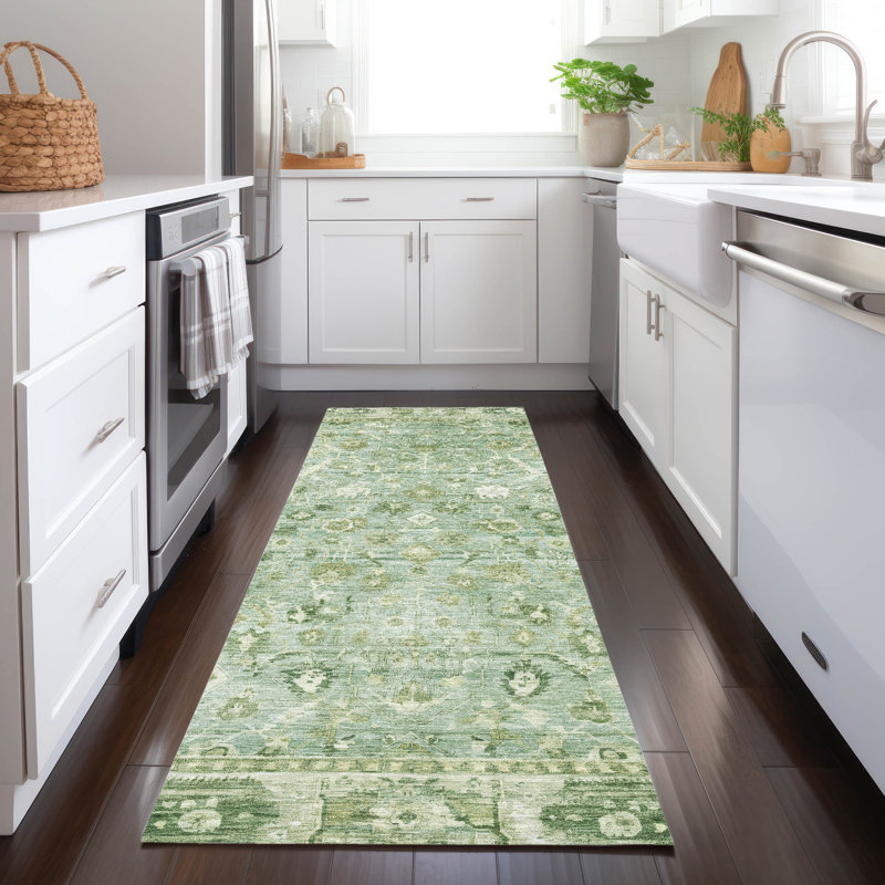 Machine Washable Indoor/Outdoor Xhevrie Aloe Rug, Runner 2'3" x 7'6"