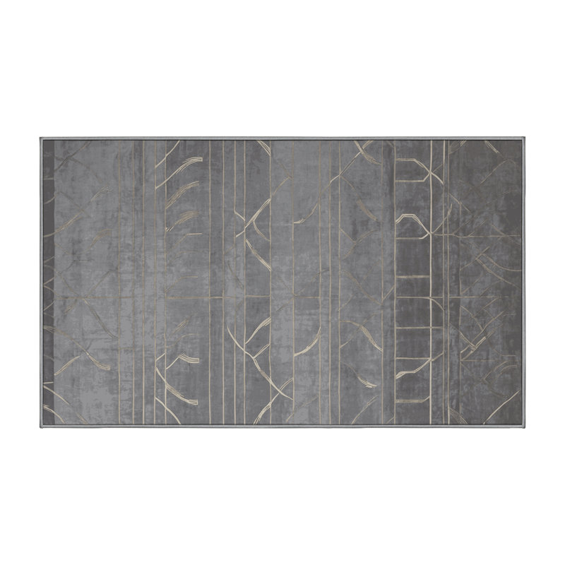 Tapis gris lavable à la machine, Rectangle 8 pi x 10 pi