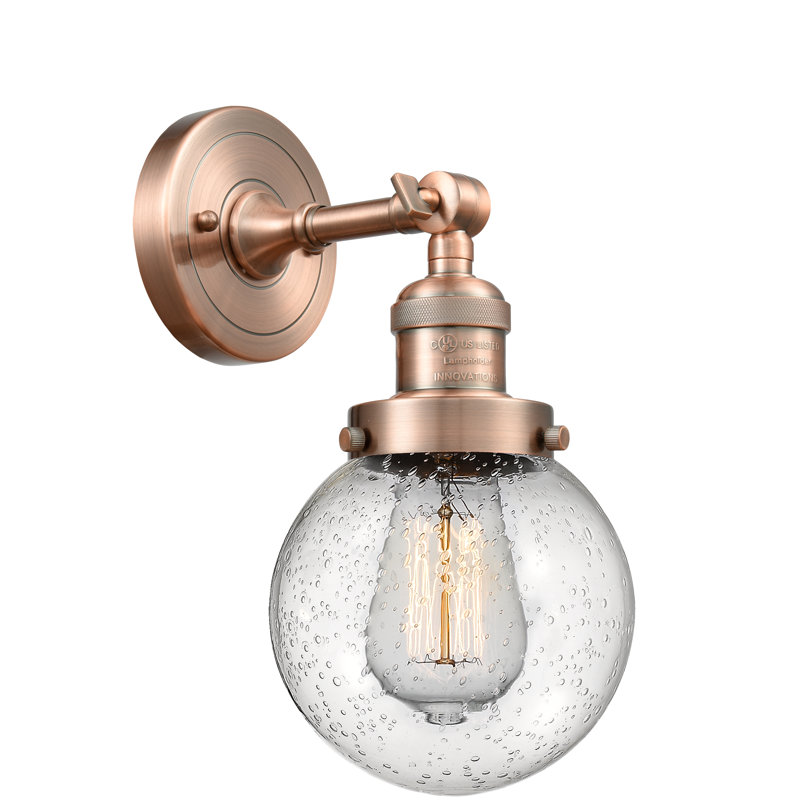 Clementina Dimmable Bath Sconce, Antique Copper, 6 Watt Vinage LED Bulb, Seedy