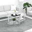 Table basse ovale en verre transparent, table moderne avec pieds en acier inoxydable, table basse en verre à 3 couches pour le salon