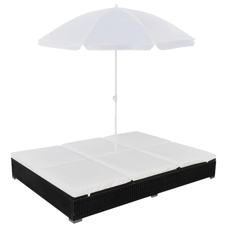 40" Long Single chaise with Cushions, Black