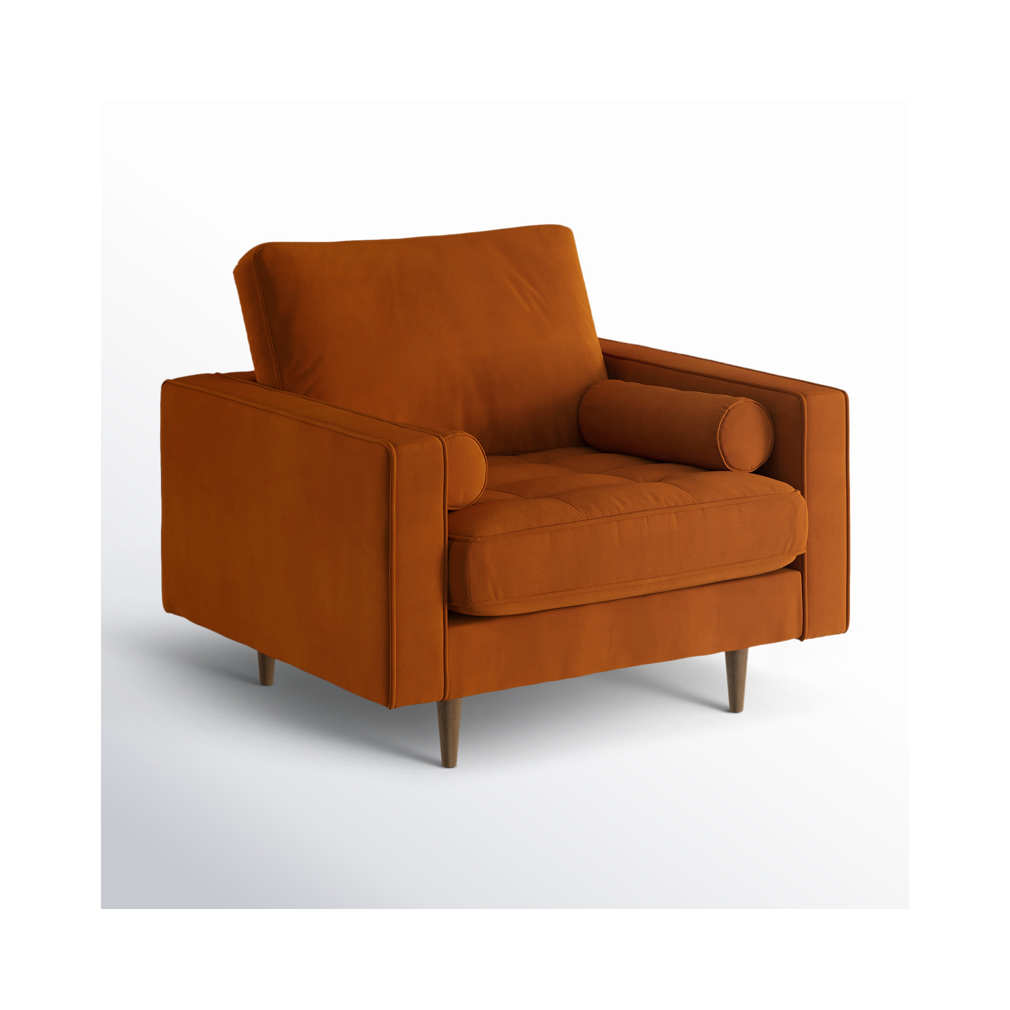 Geo Upholstered Armchair, Bella Burnt Orange Performance Velvet