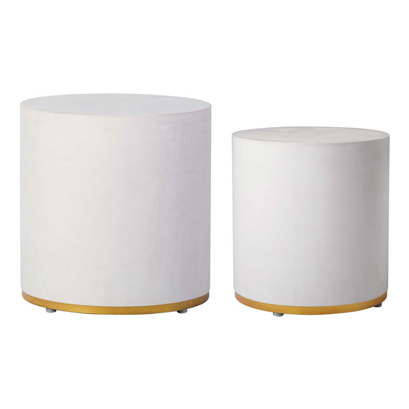 Perpetual Outdoor Round Side Table, Ivory White