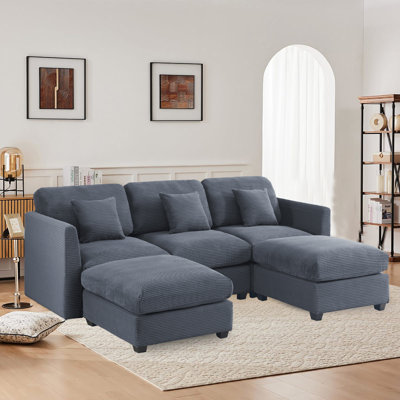 Virgus U-shaped  Corduroy Sectional Sofa With Ottoman