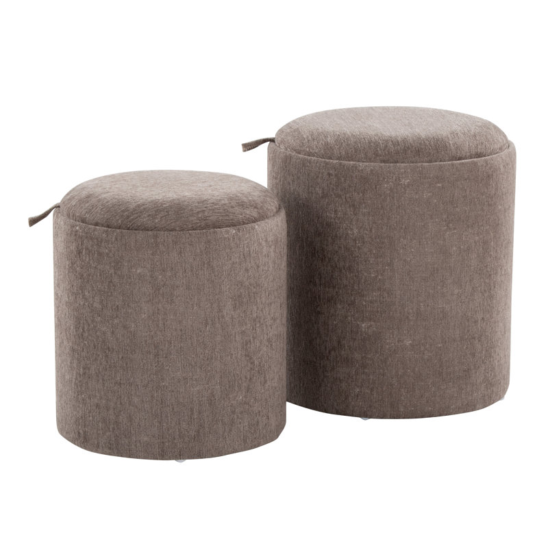 Repose-pieds rond avec rangement 15,5 po Alvena, Brun